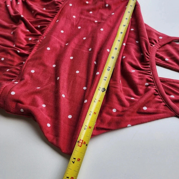 Old Navy Coral Polka Dot Pink Maxi Dress Sleeveless Dress Halter Keyhole Rayon S - Picture 10 of 14